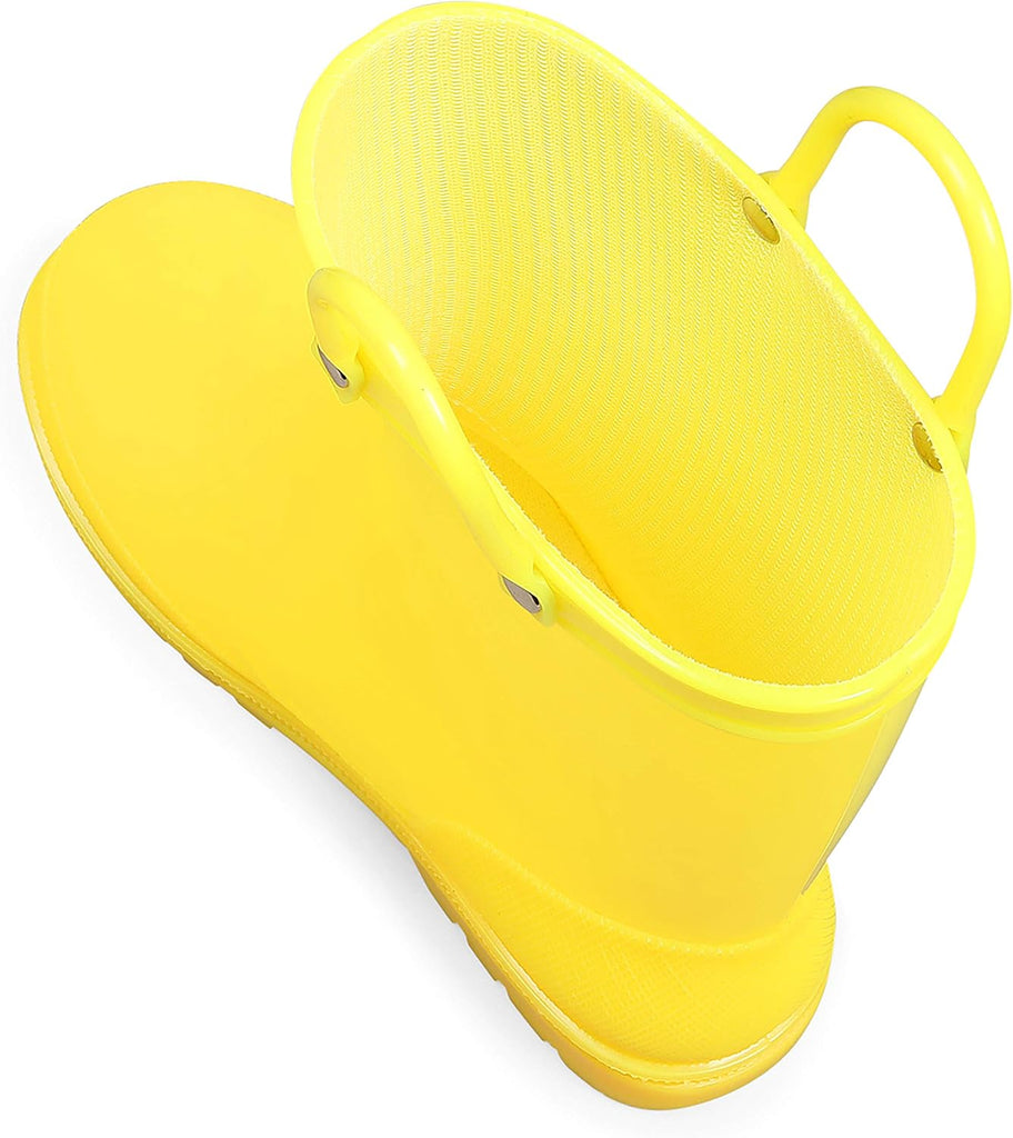 Kids Girls & Boys Rain Boots with Easy-on Handles Outdoors