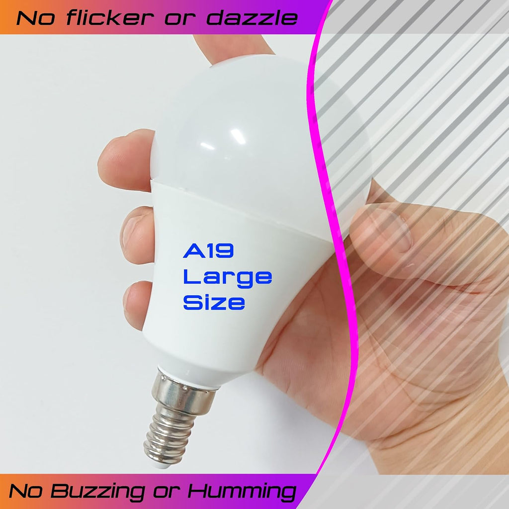 E12 A19 100W Equivalent LED Candelabra Light Bulbs 2700K Warm White, 1000LM