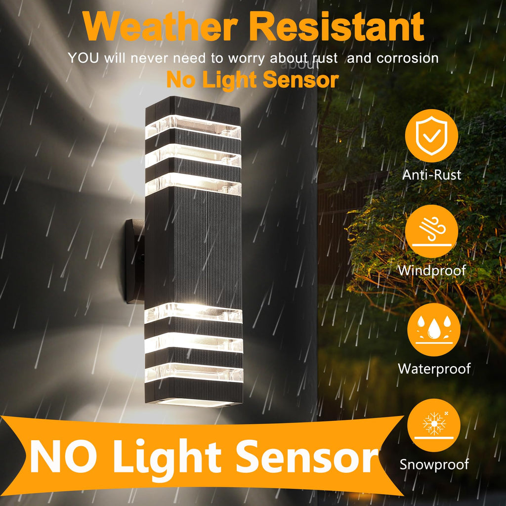 LED Up and Down Lights, Outdoor Light Fixture, Black, 3-Tier, 15.8 in
