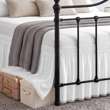 Lace Trim Bed Skirt 15 Inch Drop Split Corners Dust Ruffle