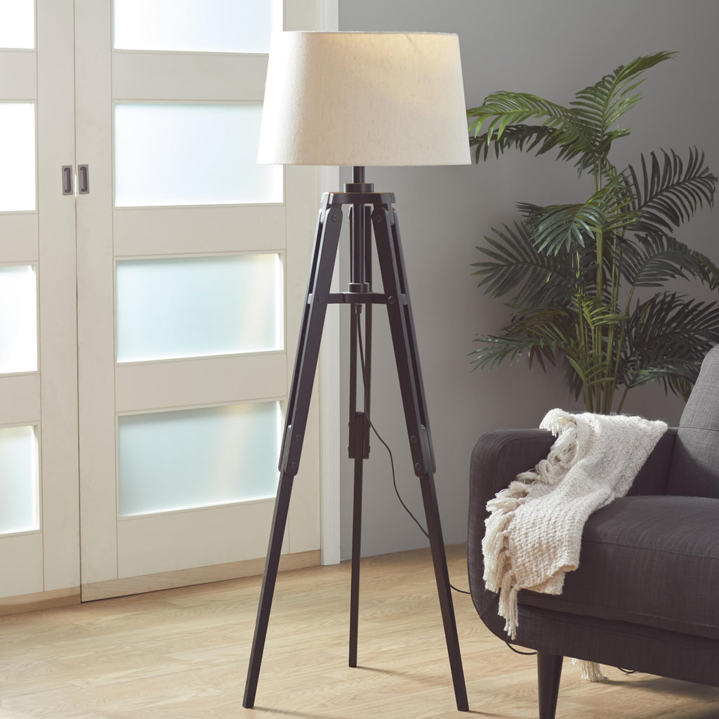 Wood Floor Lamp, Lamp 21" x 21" x 62", Black