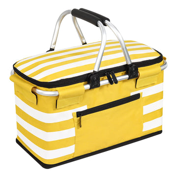 26L Insulated Picnic Basket, Leak-Proof Collapsible Bag, Yellow