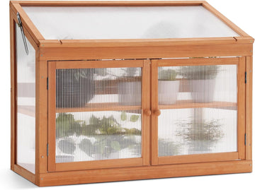 Wooden Cold Frame Garden Greenhouse Flower Planter 0160 (Orange)