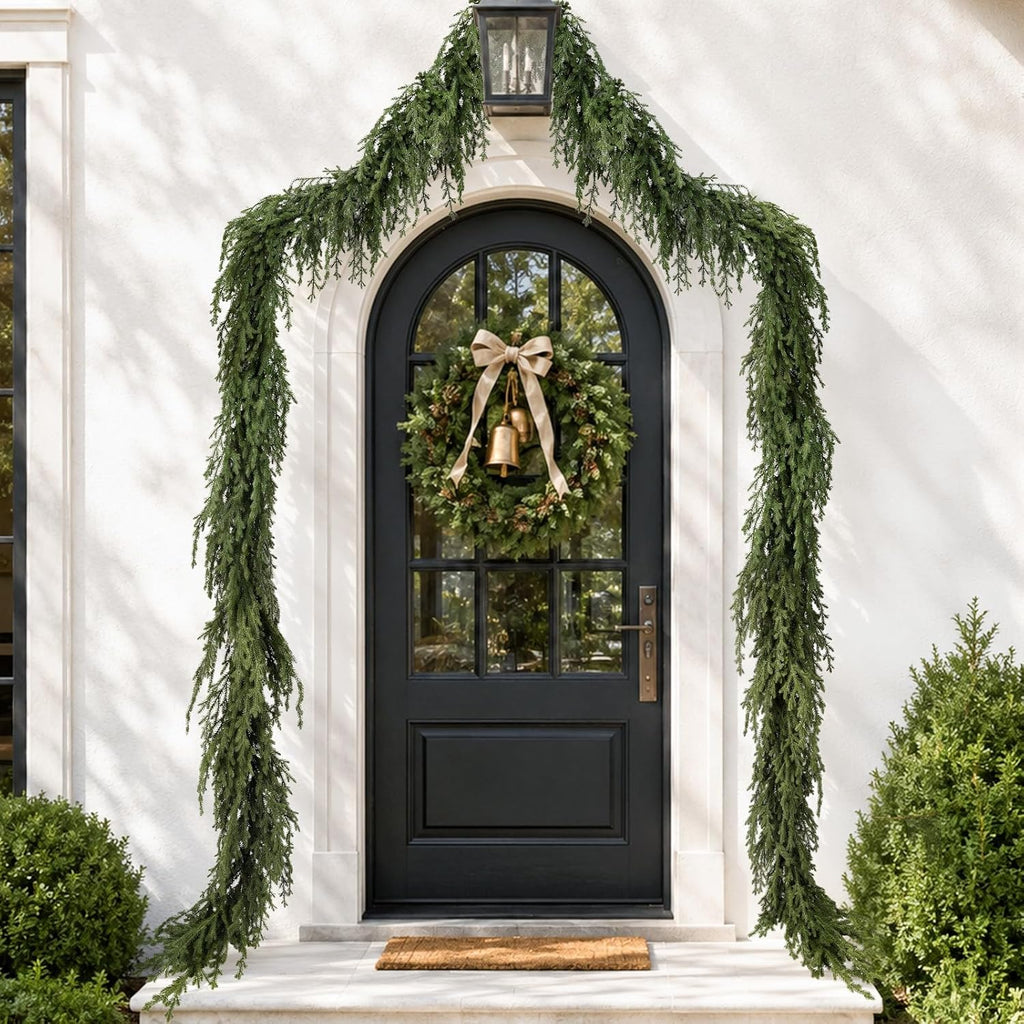 Upgraded 9ft Christmas Norfolk Pine Garland, Real Touch Greenery Decoration