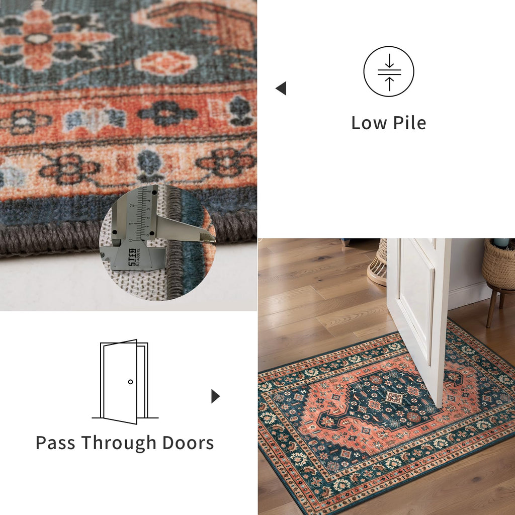 Oriental 6x9 Large Area Rug, Washable Non-Slip Rug