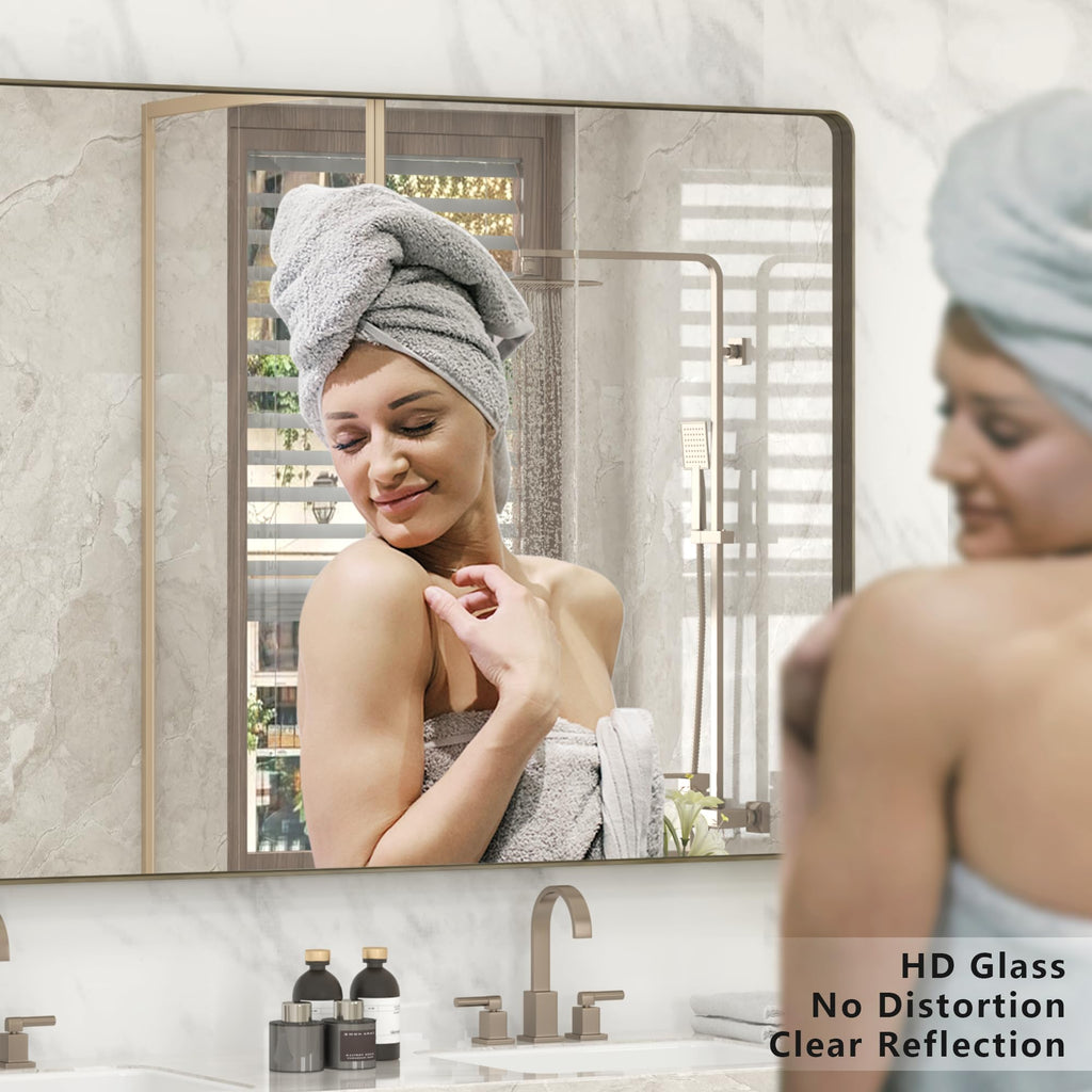 24x32 Inch Brushed Bronze Bathroom Vanity Mirror