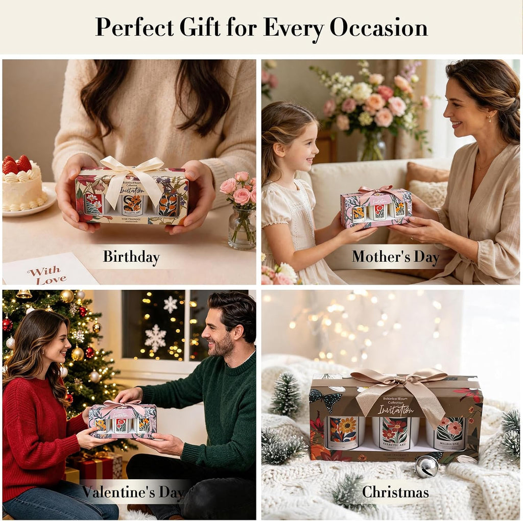 Scented Candle Gift Set, Aromatherapy Candles with Natural Soy Wax - Set of 3