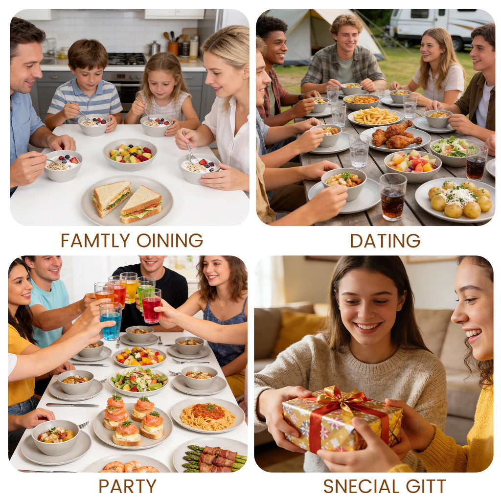 Melamine Bamboo Fiber Dinnerware Sets 18 Piece, Service for 6, White
