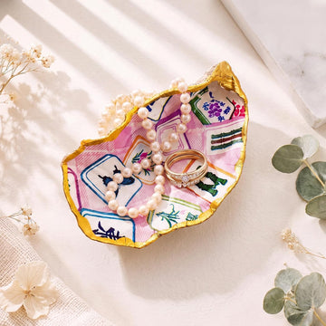 Natural Oyster Ring Trinket Jewelry Dish,Mahjong