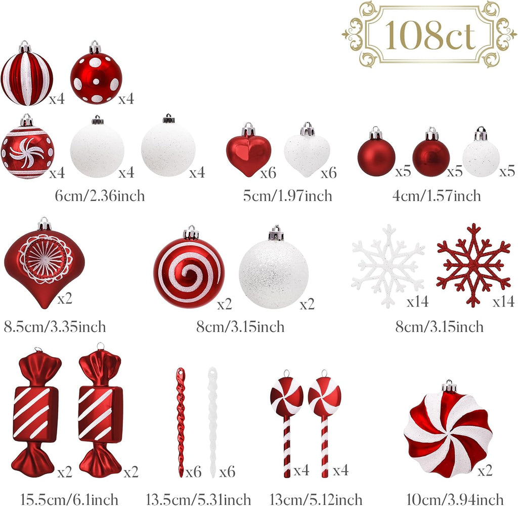 Christmas Ornaments Tree Decorations Set - Set of 108