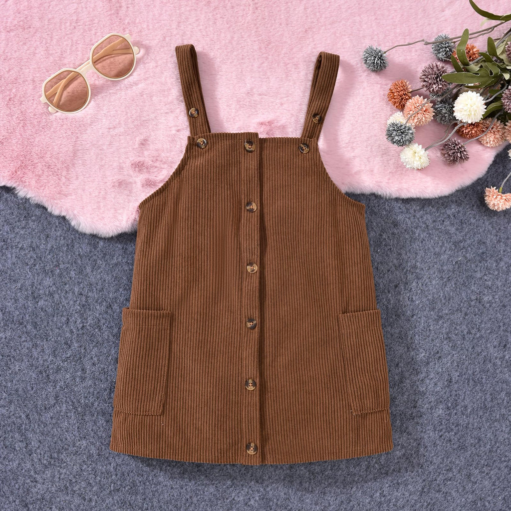 Toddler Little Girl Fall Outfits Corduroy Overall Dress Set