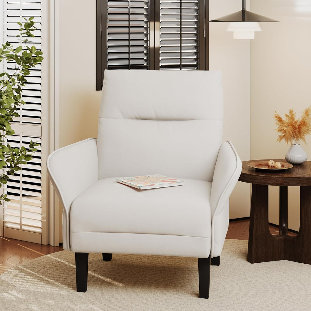 Morden Accent Chair with PU Leather Armrest,Upholstered Chairs Lounge Faux Leather Reading Chairs Side Sitting - Set of 2