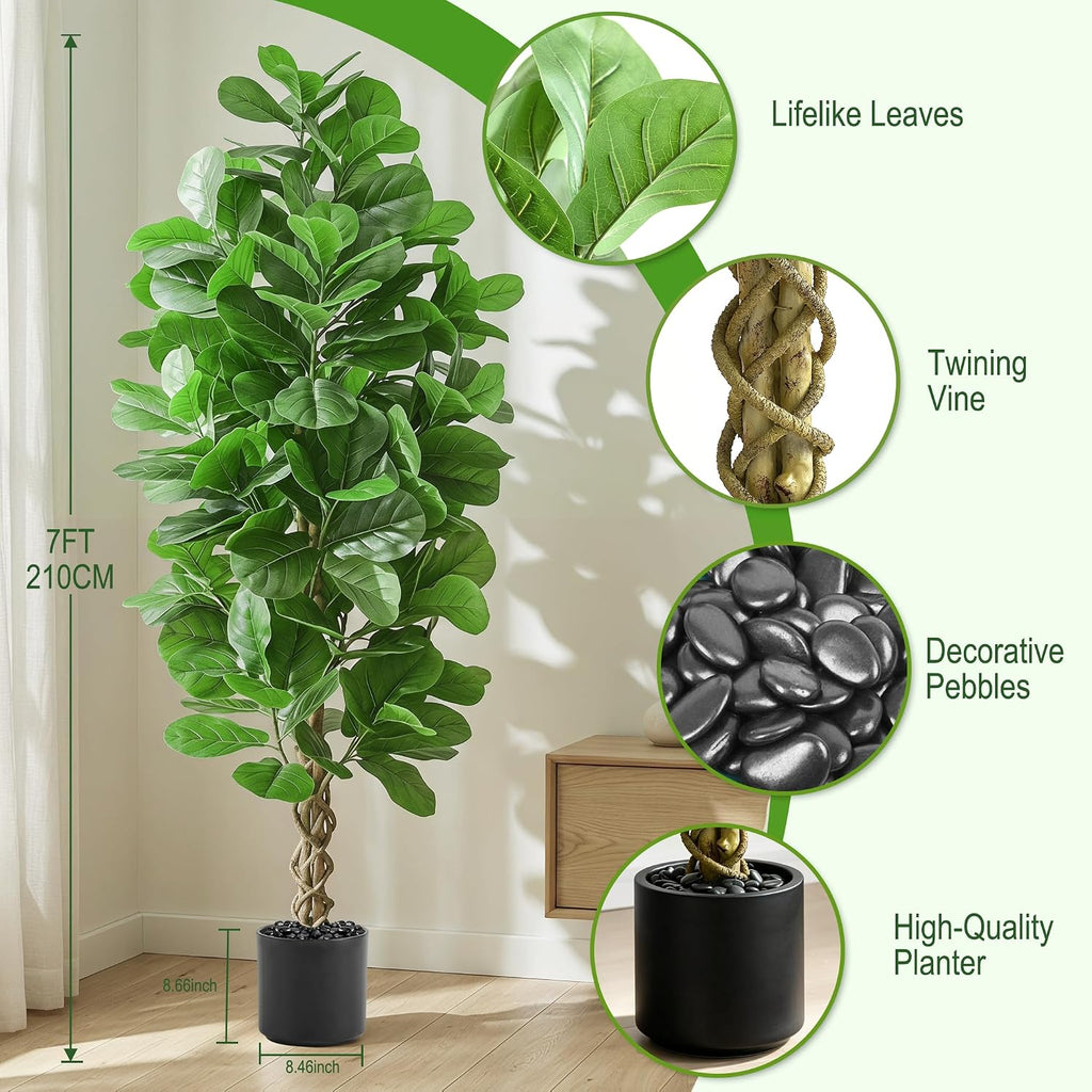 Artificial Fiddle Leaf Fig Tree 7FT, Large Faux Plants Indoor