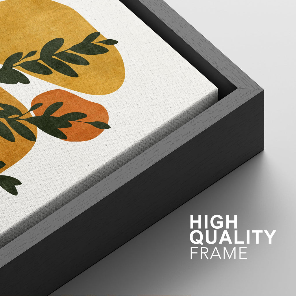 Framed Canvas Print Wall Art Set Mid-Century Forest Fern Leaf Collage Abstract Shapes Illustration Modern Art