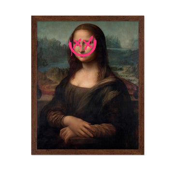 Master Mona Lisa Painting Poster - Smile Face Print - Altered & Pop Art - Defaced Art - Gift for Men & Women