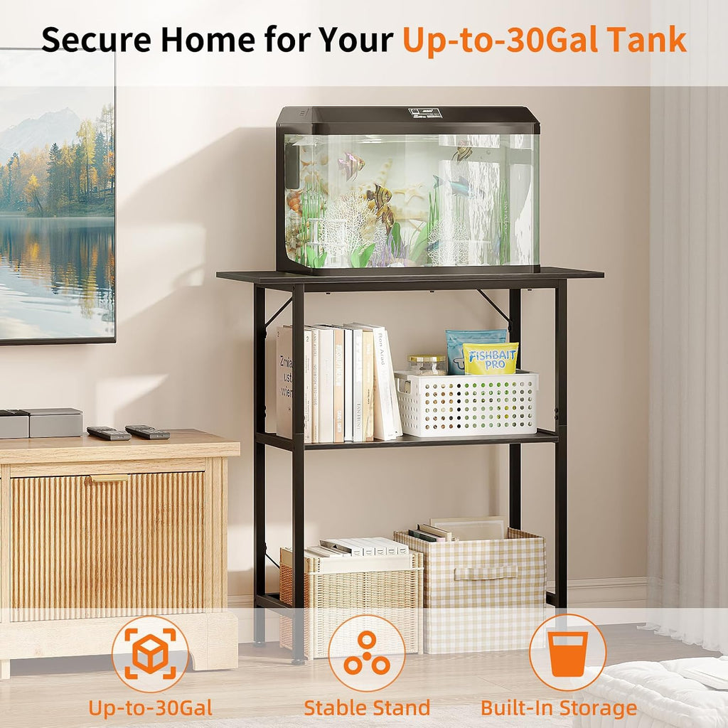 30 Gallon Fish Tank Stand Heavy Duty Metal Aquarium Black