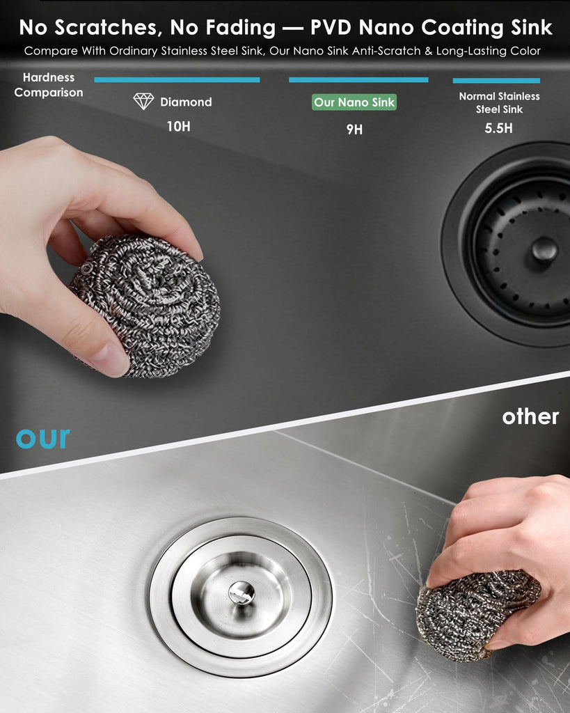 33x22 Gunmetal Black Drop Sink Workstation Sink with Faucet