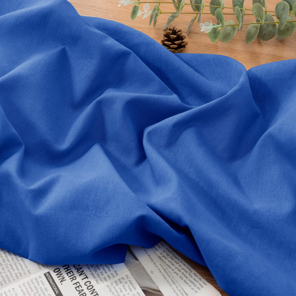 Royal Blue Linen Cotton Fabric 1 Yard 61" Wide, Linen Cotton Blend