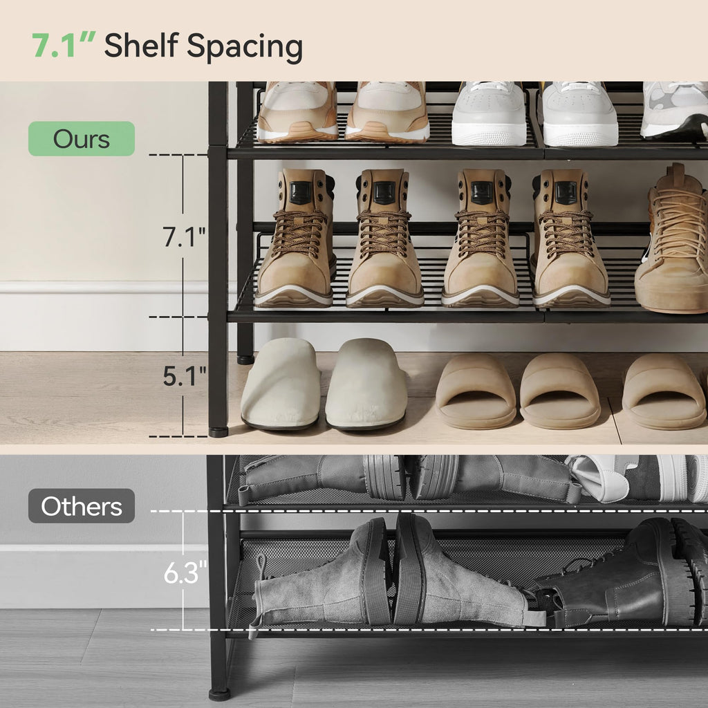 Shoe Rack, 6 Tier Shoe Organizer for Closet, Black