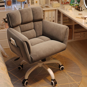 Desk Chair with Armrests & Side Pocket, Soft-Touch Velvet