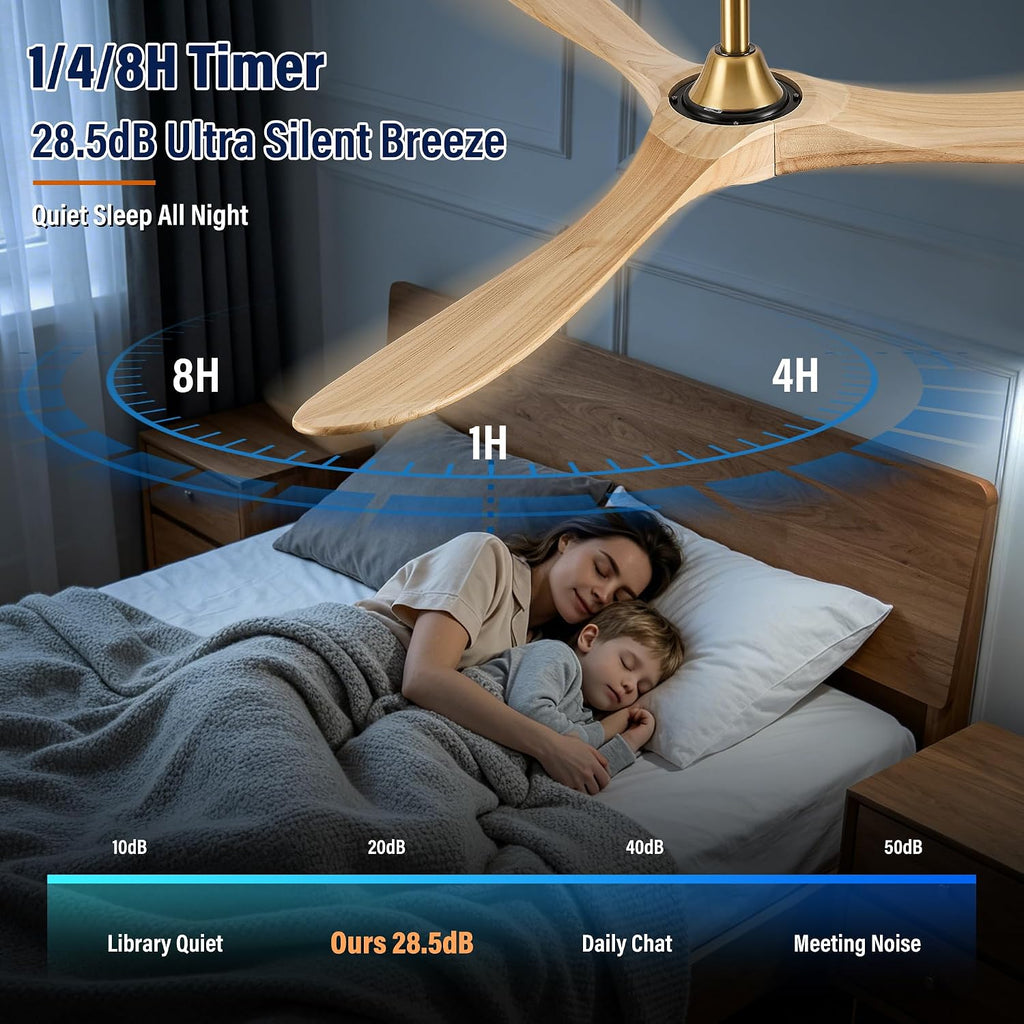 Inspired Maverick Style 60" wood ceiling fan, Brass Gold