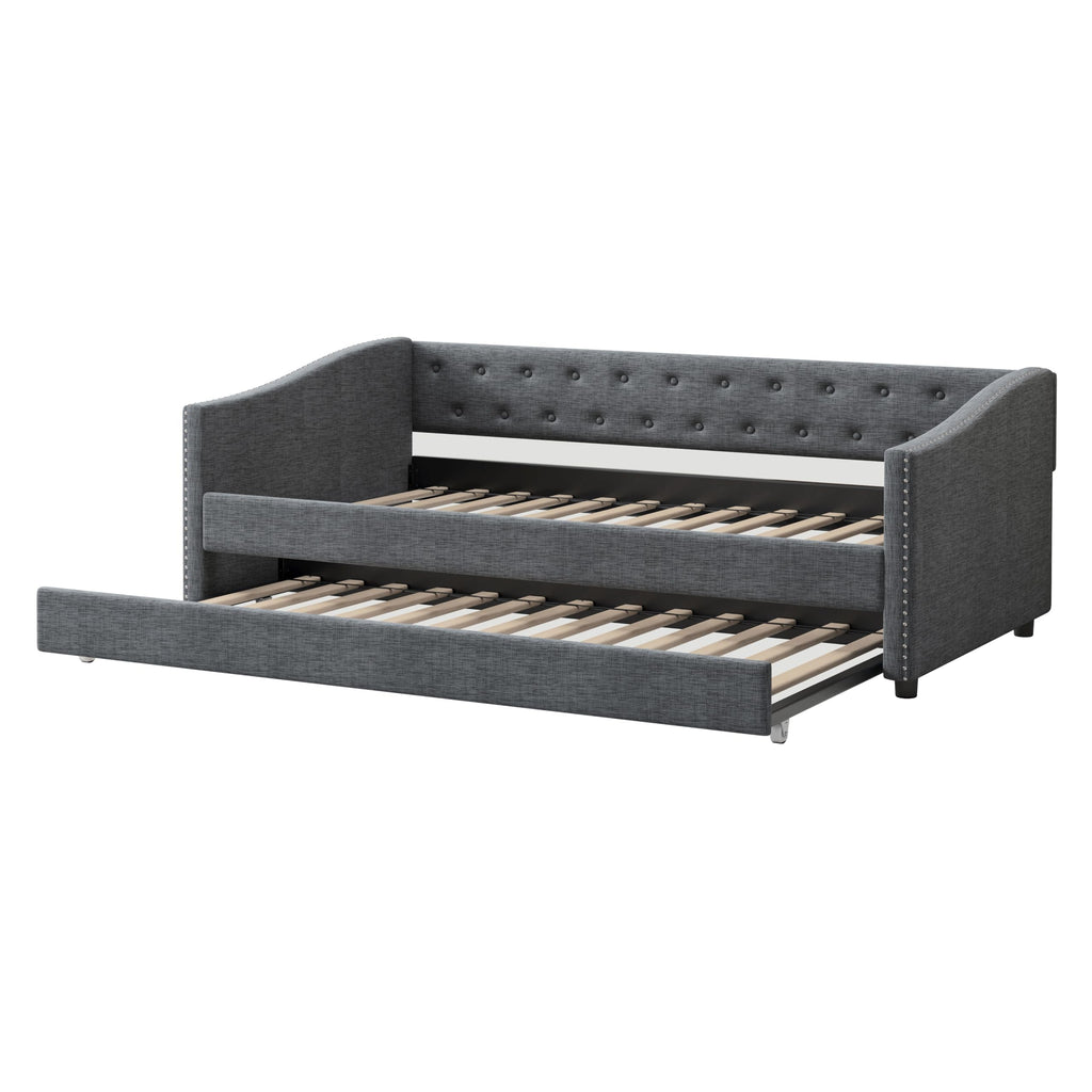 Twin Size Upholstered Daybed with Trundle