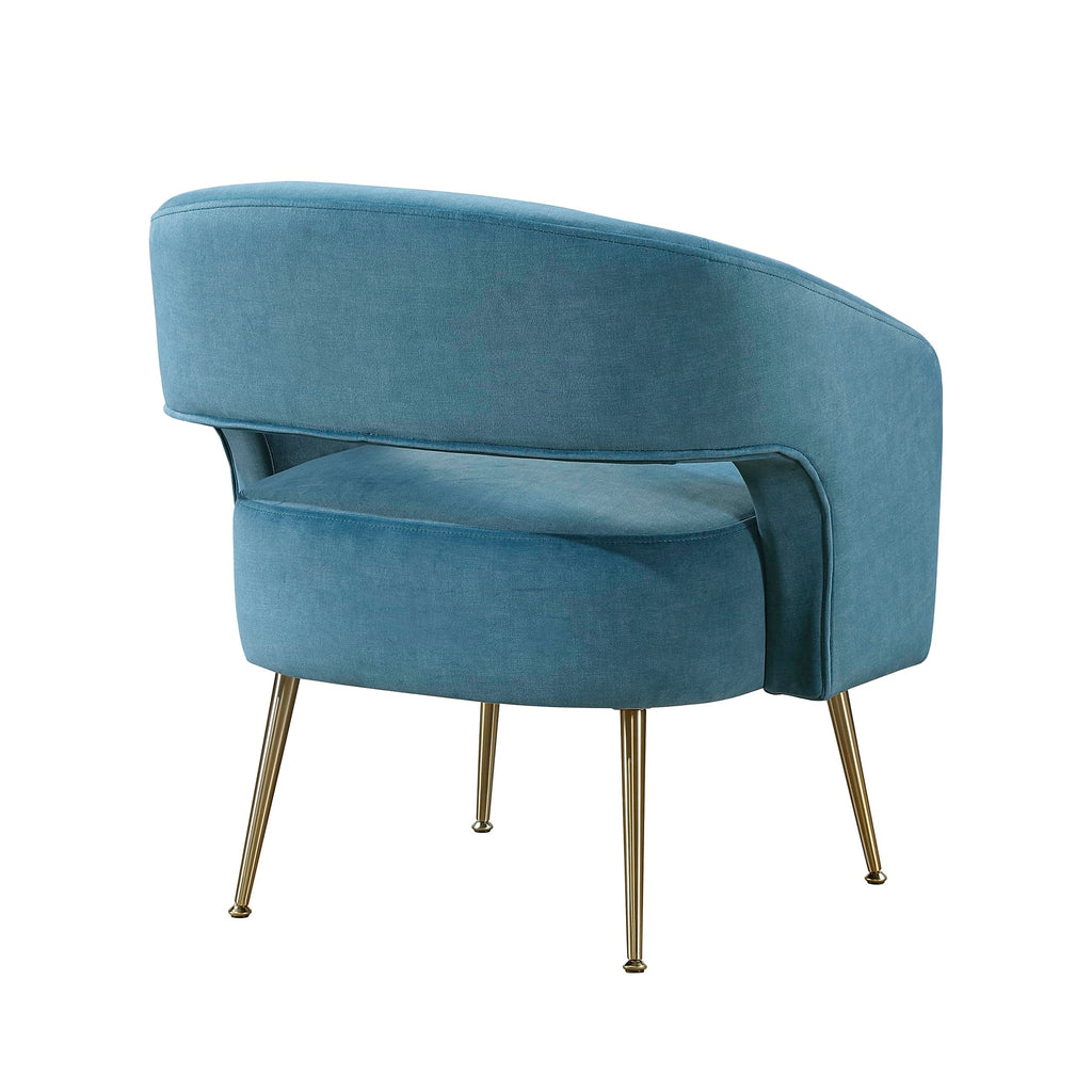 Mid-Century Modern Velvet Accent Chair with Open Back, Dark Teal