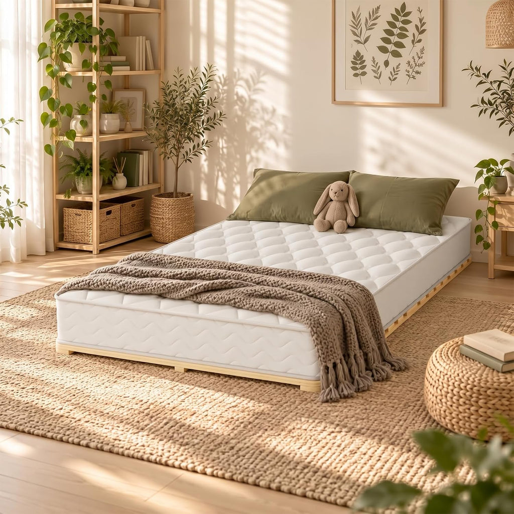 Foldable Floor Bed Frame, Solid Wood Tatami Bed Frame