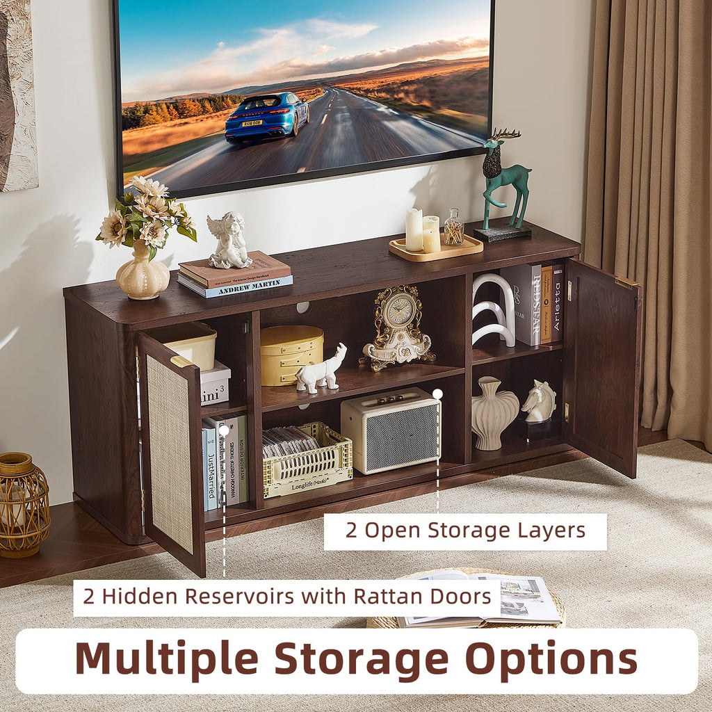Rattan TV Stands, Walnut