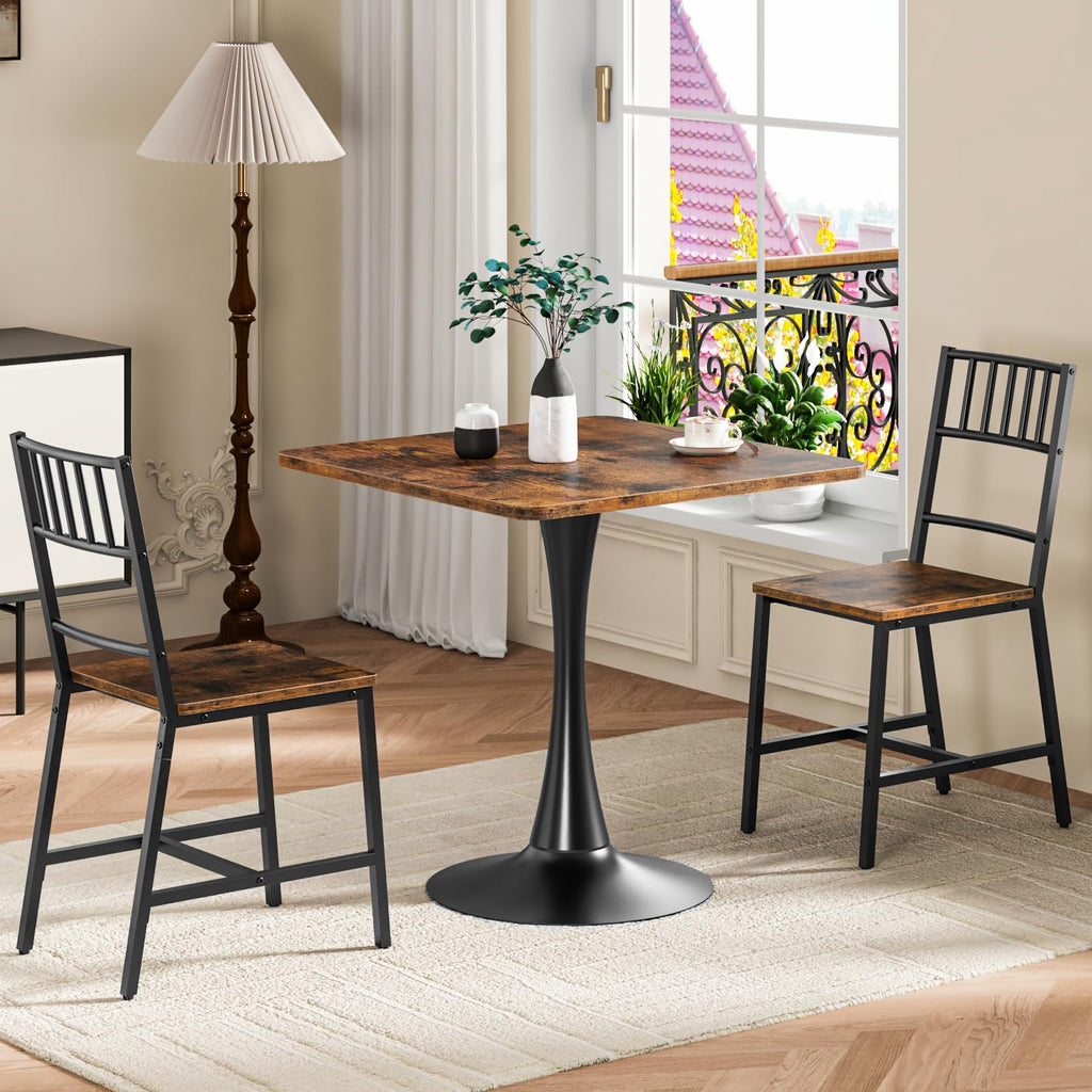 Dining Table, Square Dining Table for 2, 27.6" Dining Room Table for Small Spaces, Tulip Kitchen Table, Anti-Slip