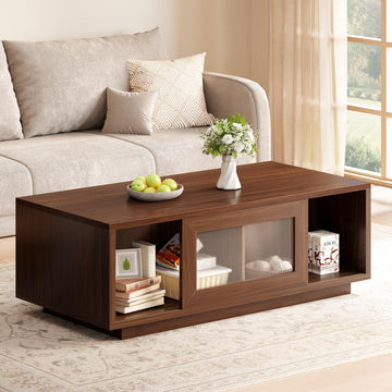 47 Inch Walnut Coffee Table with Storage
