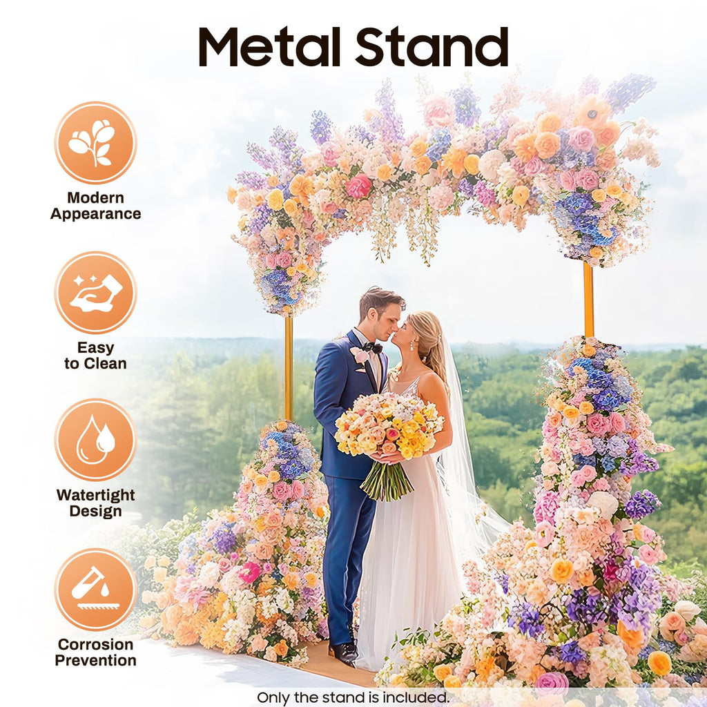 6.6x4.9 FT Backdrop Stand Heavy Duty with Base, Gold Wedding Backdrop Stand Pipe Kit Square Metal Balloon Arch Stand