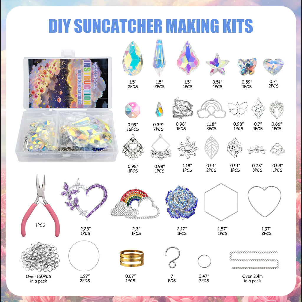 230pcs Crystal Suncatcher Kit, Prism Hanging DIY Crafts for Decor