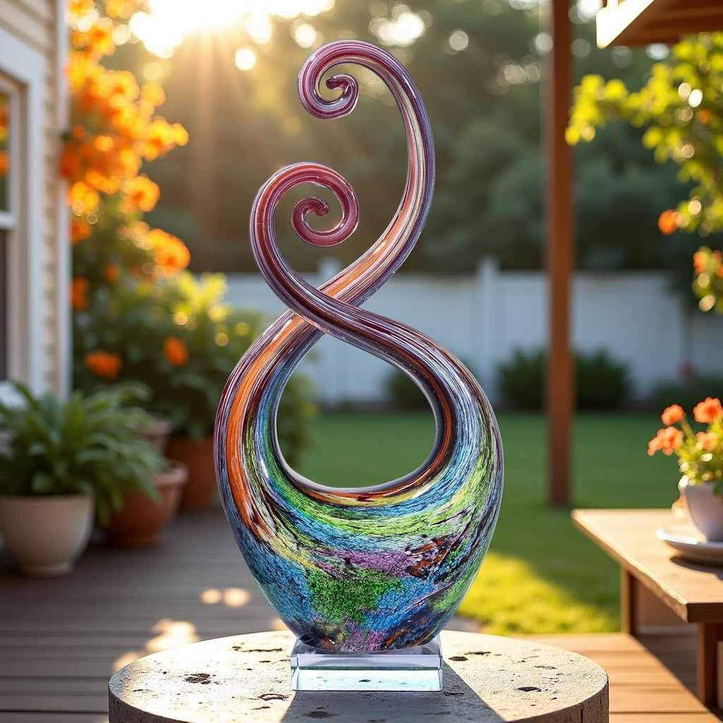 14′′ Murano Style Hand Blown Glass Swirled Abstract Sculpture Decor - Set of 150