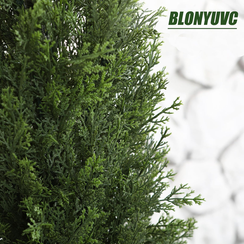 47" Artificial Cypress Topiary Cedar Topiaries for Indoors & Outdoor UV-Resistant Rated with Spike. Easy to Push in