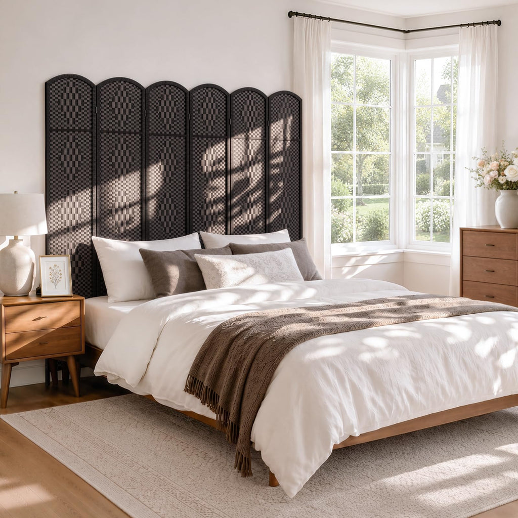 Room Divider, Folding Privacy Screen, 6Panel Wall Divider, Dark Mocha