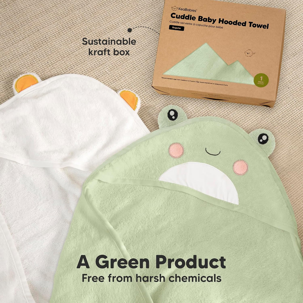 Hooded Baby Towel for Newborn, Baby Bath Towels (Frog, Regular)