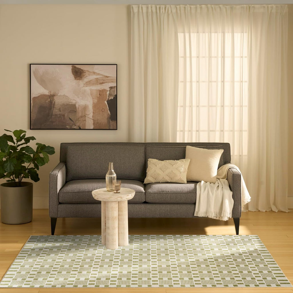 Home Nordic Green Area Rug - Easy Clean, Non Shedding, Bed Room, Living Room, Dining Room, Kitchen