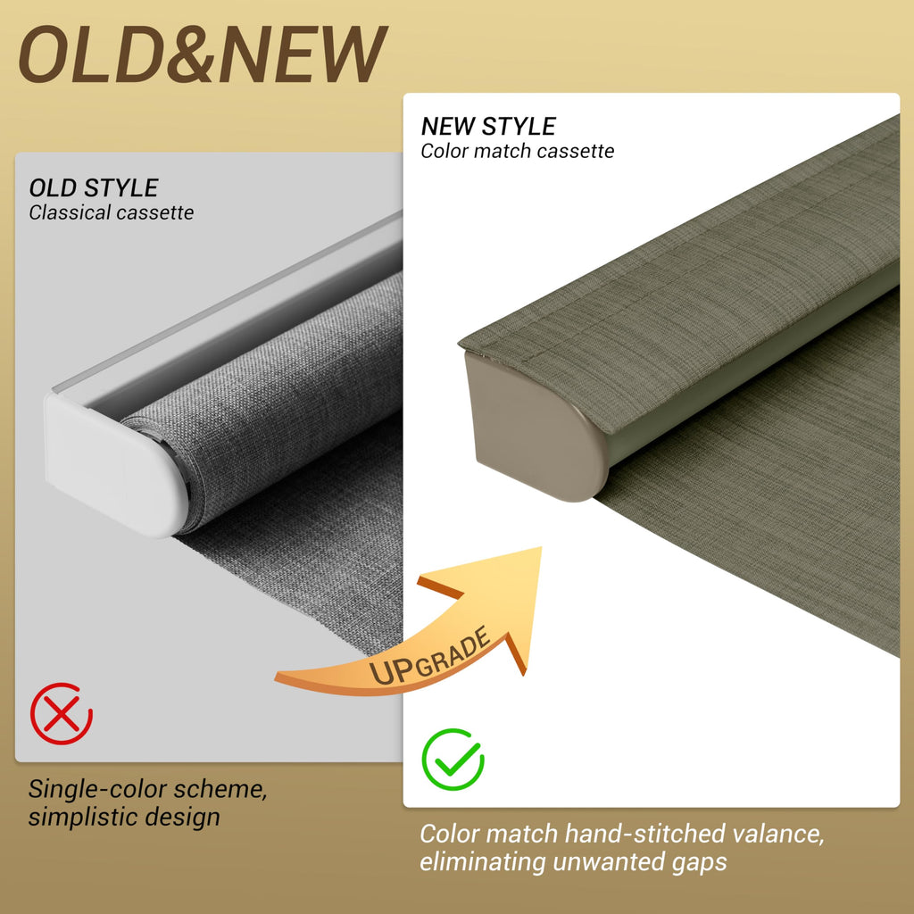 Cordless Blackout Roller Shades for Windows, Khaki, Custom Size