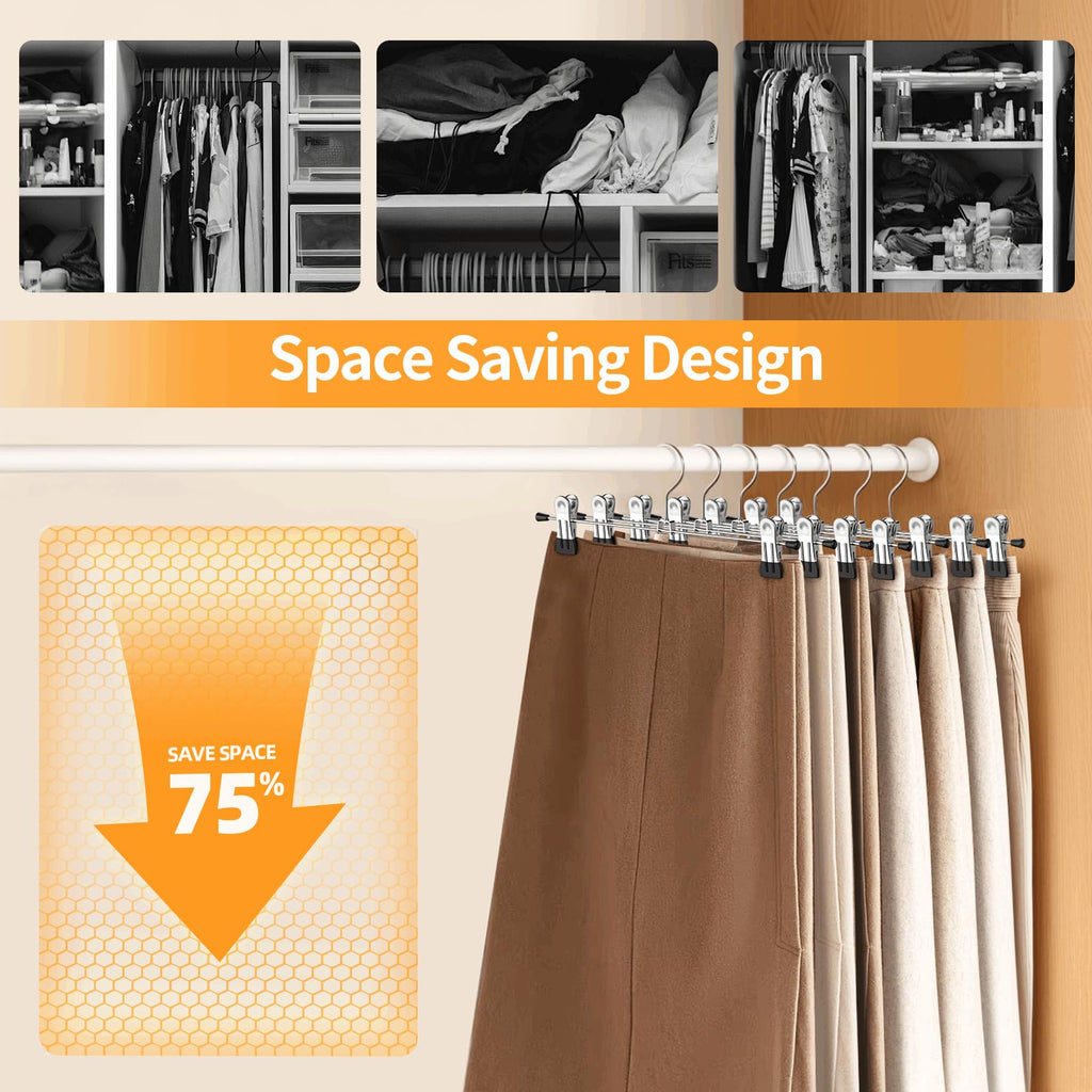 Pants Hangers with Clips Skirt Hangers for Women 50Pack