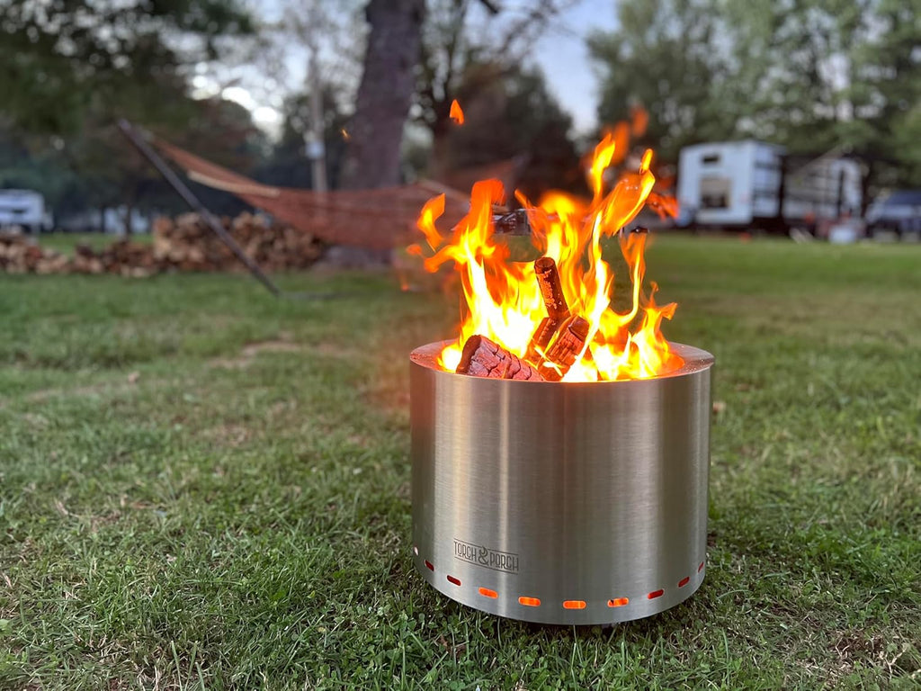 19.5 Inch Smokeless Stainless Steel Fire Pit with Weather Resistant Carry Bag