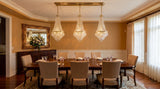 Set of 3 French Empire Crystal Chandeliers - Gold Finish - H30" X W17" 4 Lights Each - Dining Room, Foyer, Entry Way, Living Room