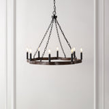 8-Light Dimmable Wagon Wheel Chandelier