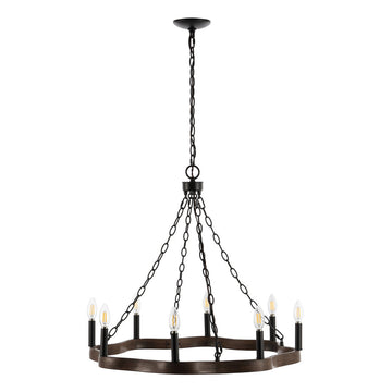 8-Light Dimmable Wagon Wheel Chandelier