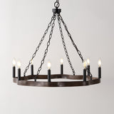 8-Light Dimmable Wagon Wheel Chandelier