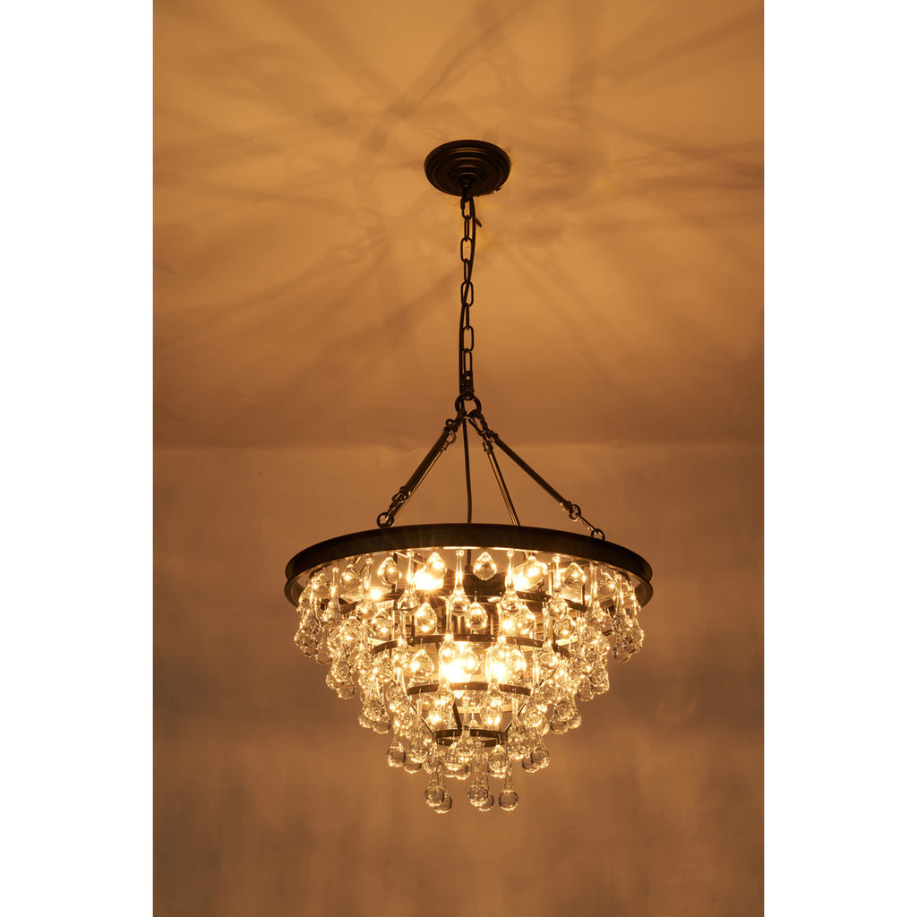 9-Light Dimmable Tiered Crystal Chandelier With Adjustable Chain