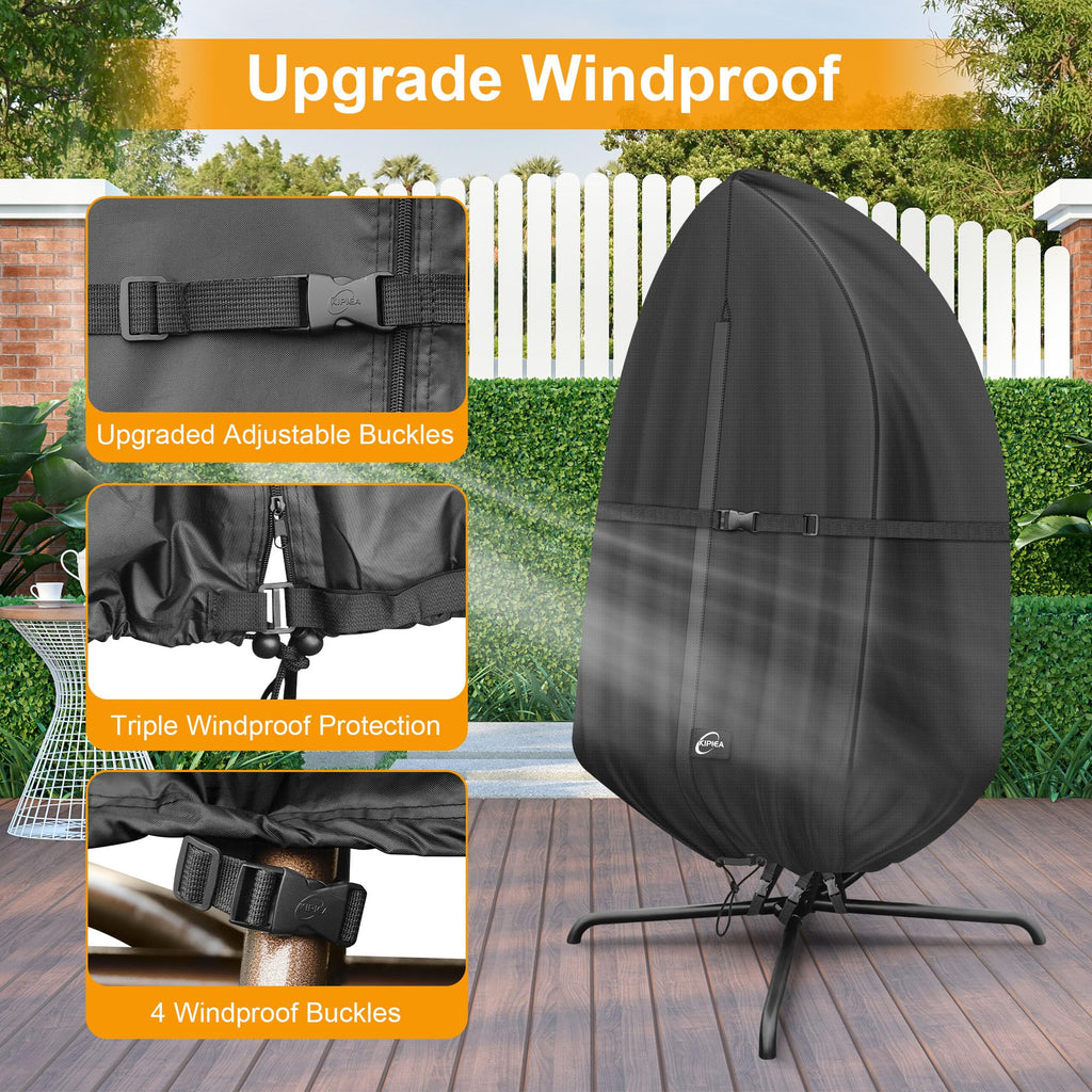 Patio Egg Chair Covers Waterproof, Upgraded 500D Outdoor Hanging Egg Chair Covers with Waterproof Zipper, Single Seat
