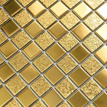 Gold Ceramic Mosaic Backsplash Tile, 5 Sq Ft