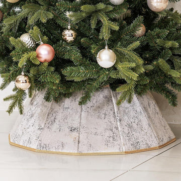 Fabric Christmas Tree Collar, Xmas Tree Ring, Willow Christmas Tree Skirt Decorations (Concrete Beige)