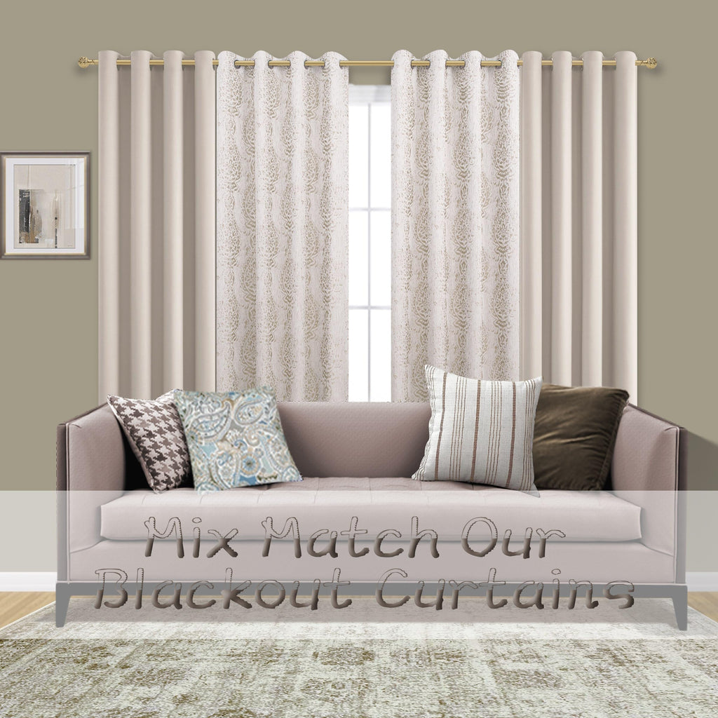 Taupe Neutral Patterned Curtains, 84 Inch Long Semi Blackout Elegant Damask Geometric Textured Pattern Printed Light